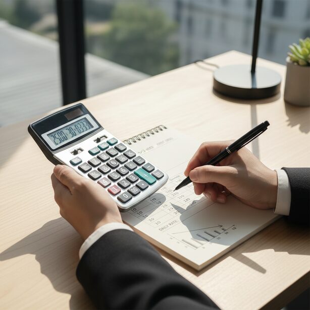 AZUKELの料金体系のメリットである保管料の日割り計算。利用した日数分だけ支払う無駄のないシステムで、賢くコスト管理ができる様子を表現。